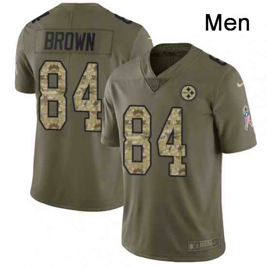 Mens Nike Pittsburgh Steelers 84 Antonio Brown Limited OliveCamo 2017 Salute to Service NFL Jersey